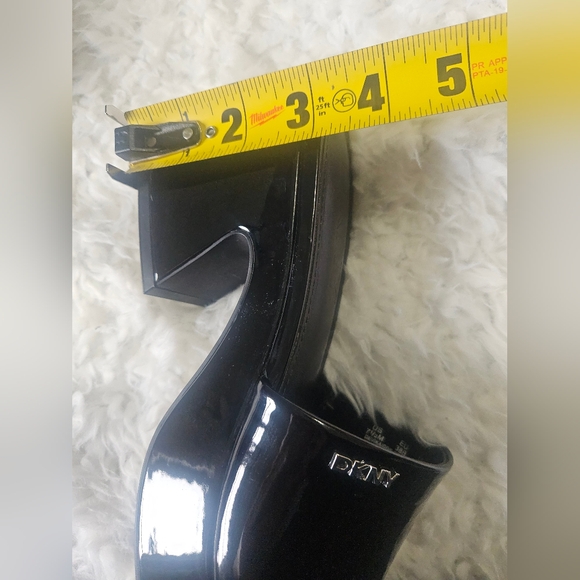 DKNY Glossy Black Mules with Silver Accents - Picture 7 of 7